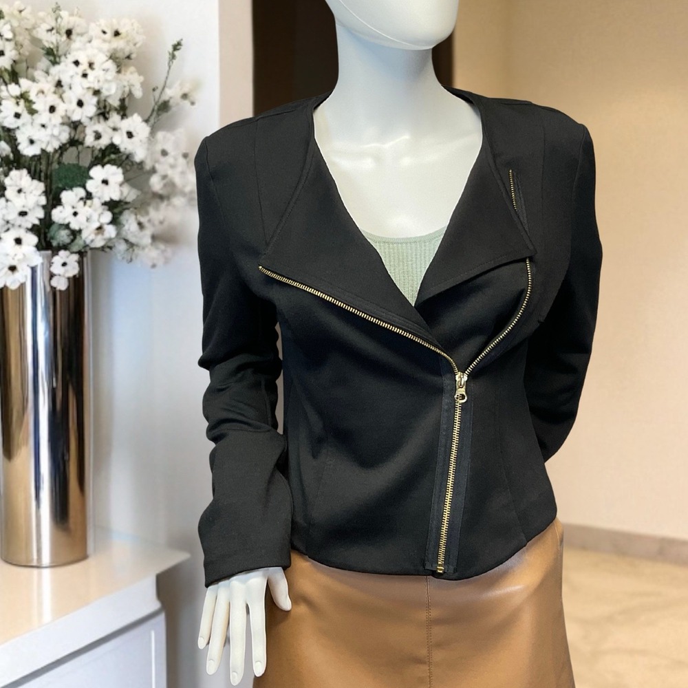 APT 9 Women's Polyester Black Stretch Dress Moto Jacket Size Medium NWT!